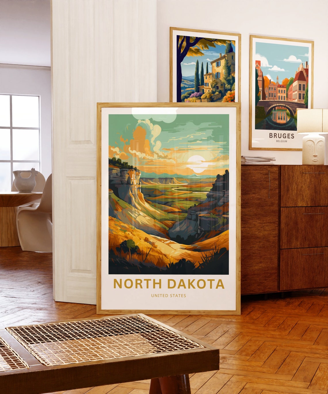 Personalized North Dakota Badlands Sunset Canyon Travel Poster - Image 5