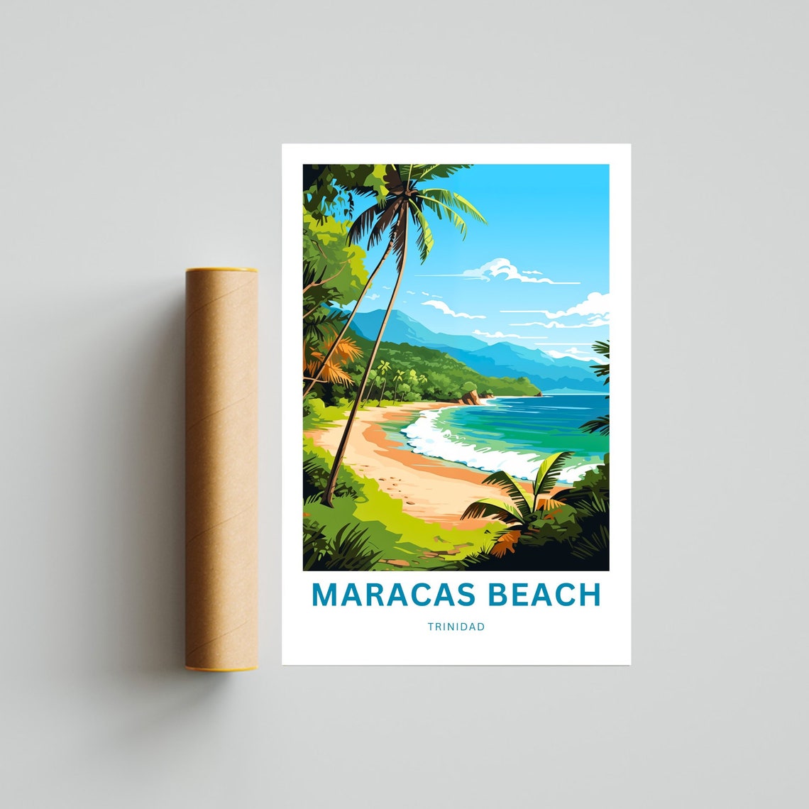 Maracas Beach Trinidad Personalized Tropical Palm Travel Poster - Image 4
