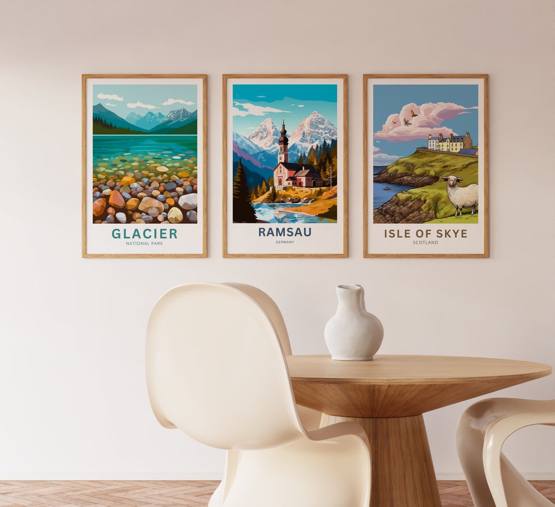 Ramsau Germany Lakeside Church With Snow Capped Peaks Poster - Image 3