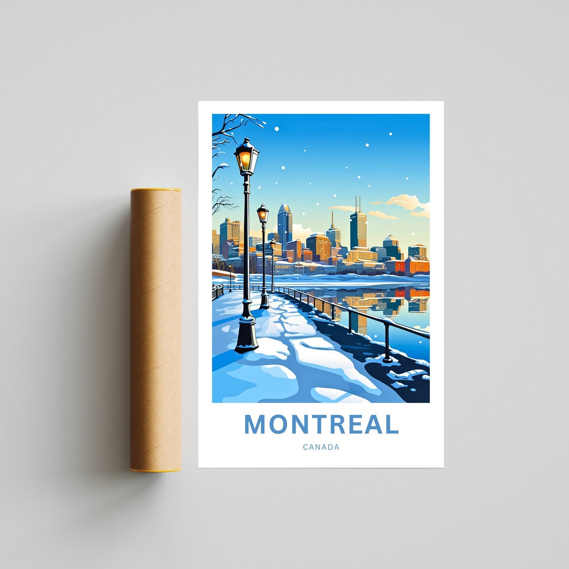 Personalized Montreal Canada Winter Waterfront Promenade Poster - Image 4