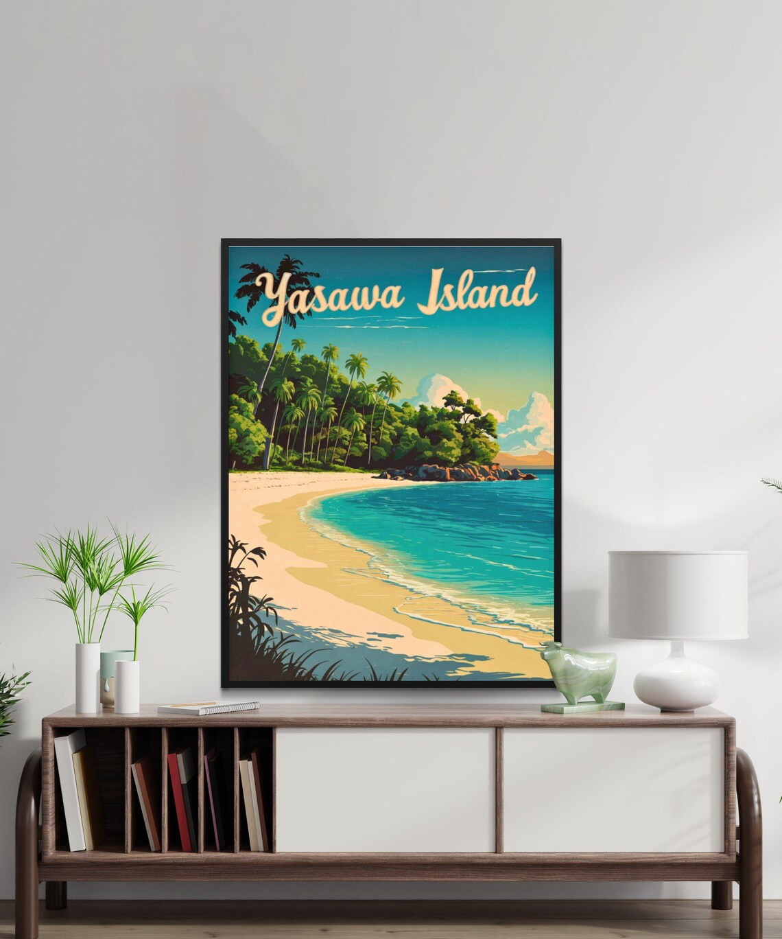 Yasawa Island Fiji Tropical Beach Palms Vintage Travel Poster - Image 3