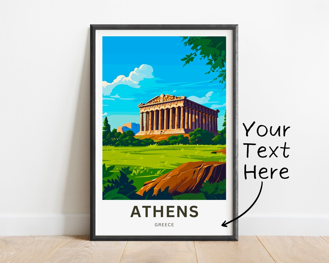 Personalized Athens Travel Print, Greece Poster - Image 3