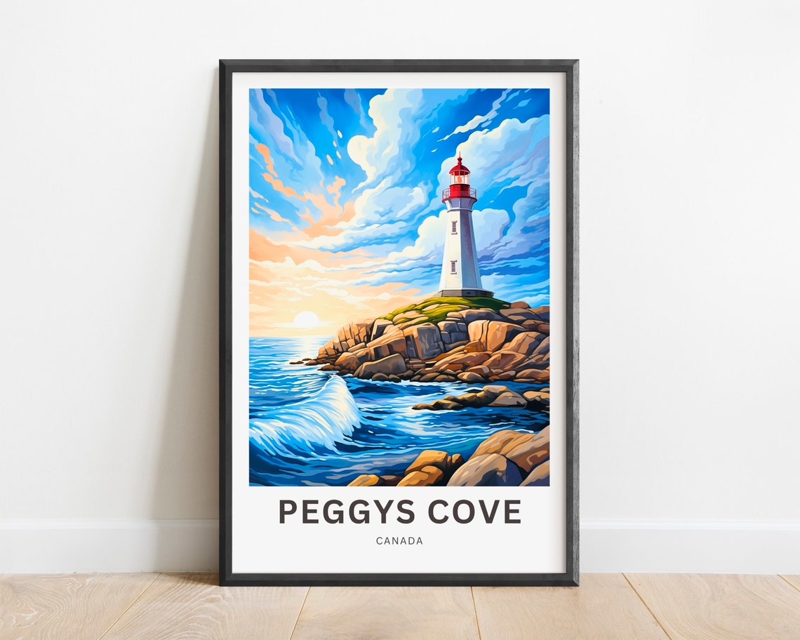 Peggys Cove Canada Sunset Lighthouse Ocean Personalized Travel Poster