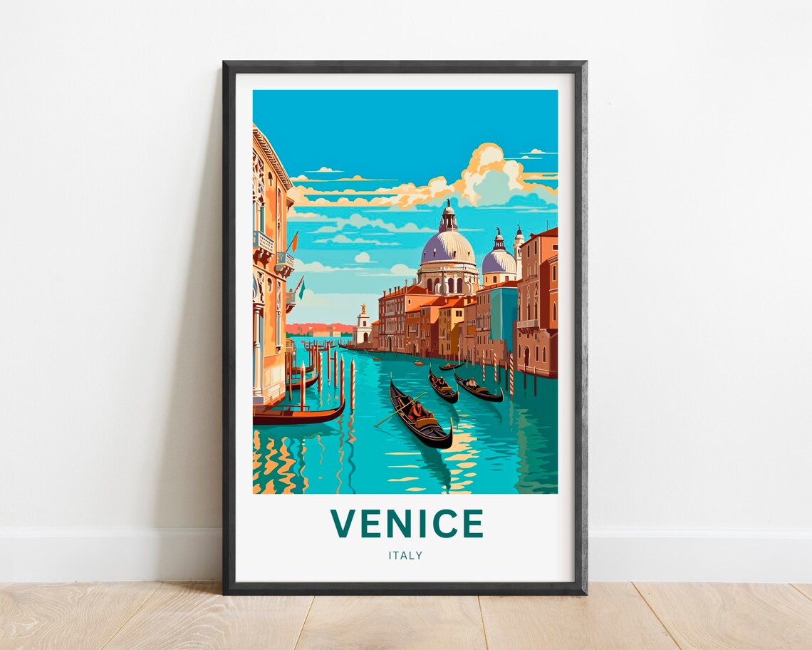 Venice Italy Grand Canal Gondolas Dome Skyline Travel Poster - Image 3