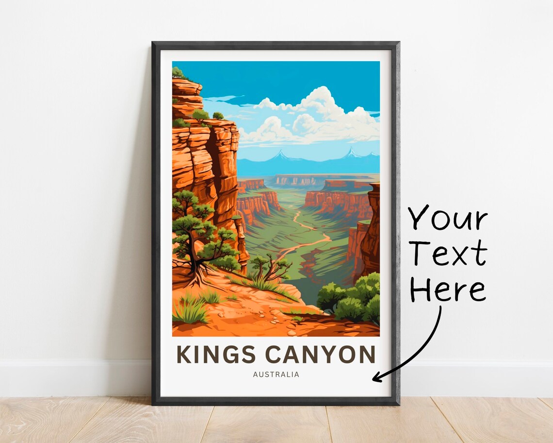 Kings Canyon Australia Red Rock Desert Vintage Travel Poster