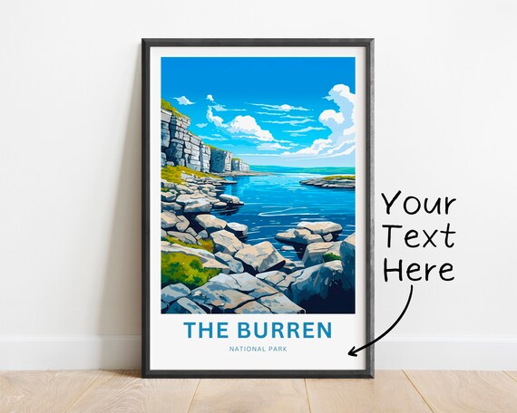 The Burren Ireland Limestone Coast Cliffs Personalized Travel Poster