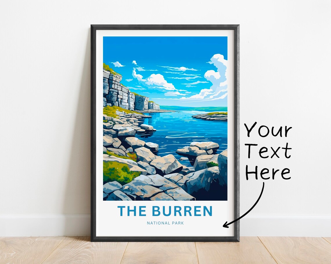 The Burren Ireland Limestone Coast Cliffs Personalized Travel Poster