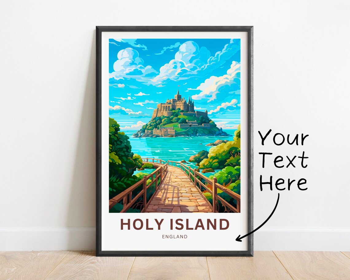 Holy Island England Personalized Castle Causeway Travel Poster