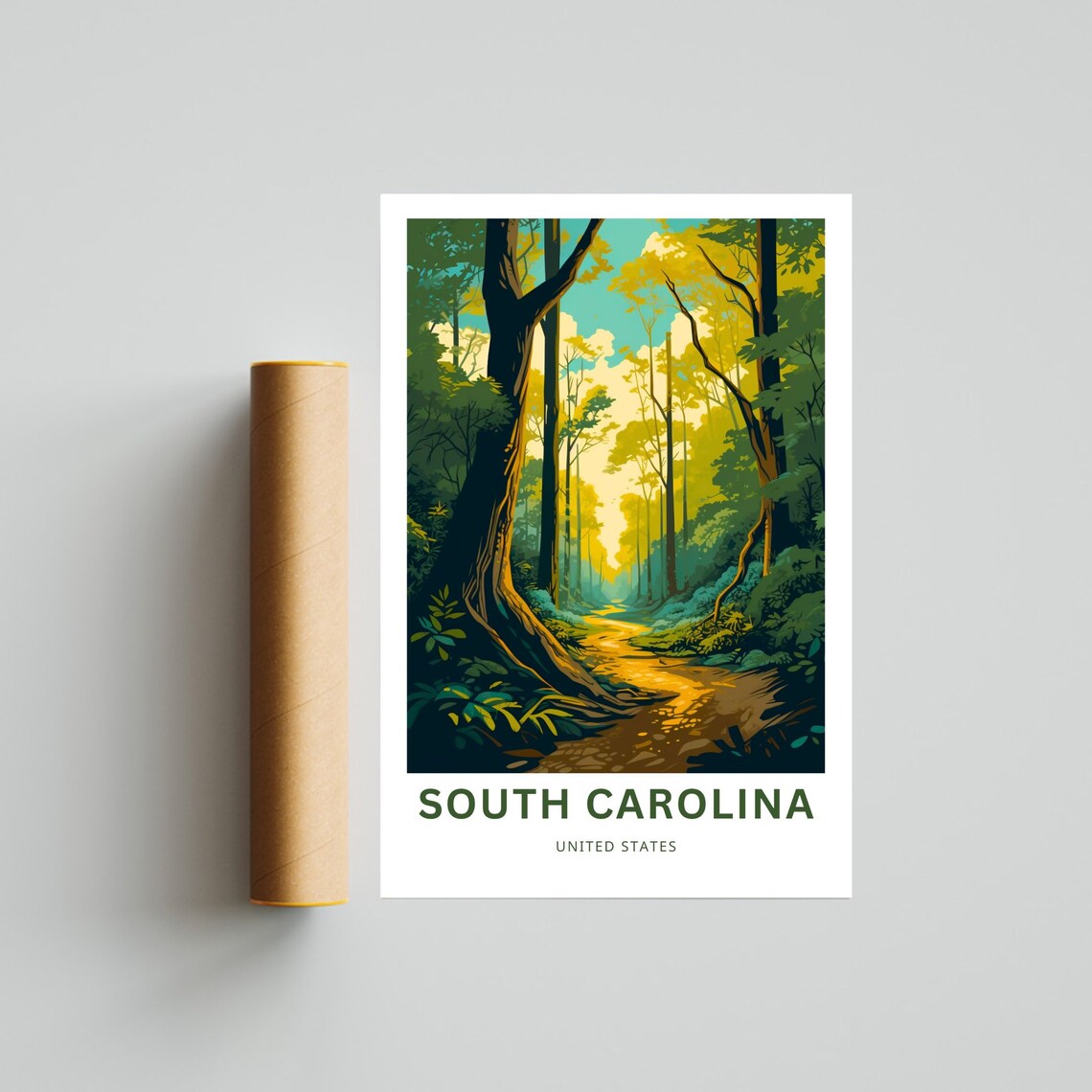 South Carolina Forest Trail Sunlight Woods Vintage Travel Poster - Image 4