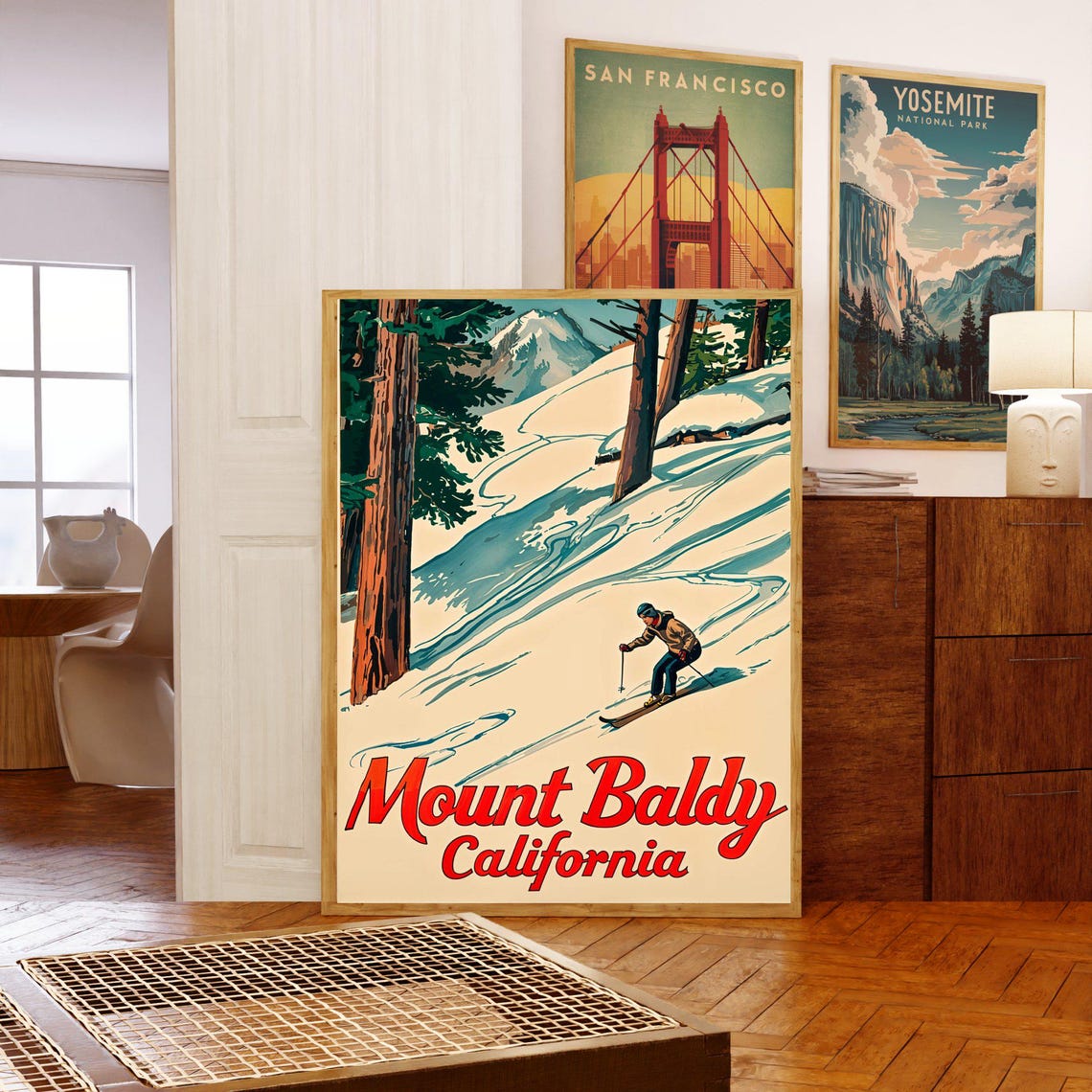 Mount Baldy California Vintage Ski Slope Retro Winter Poster - Image 3