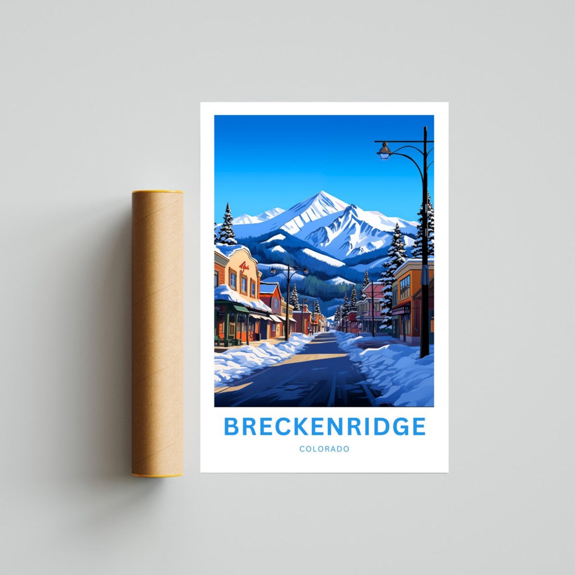 Breckenridge Colorado Main Street Snow Custom Text Travel Poster - Image 4