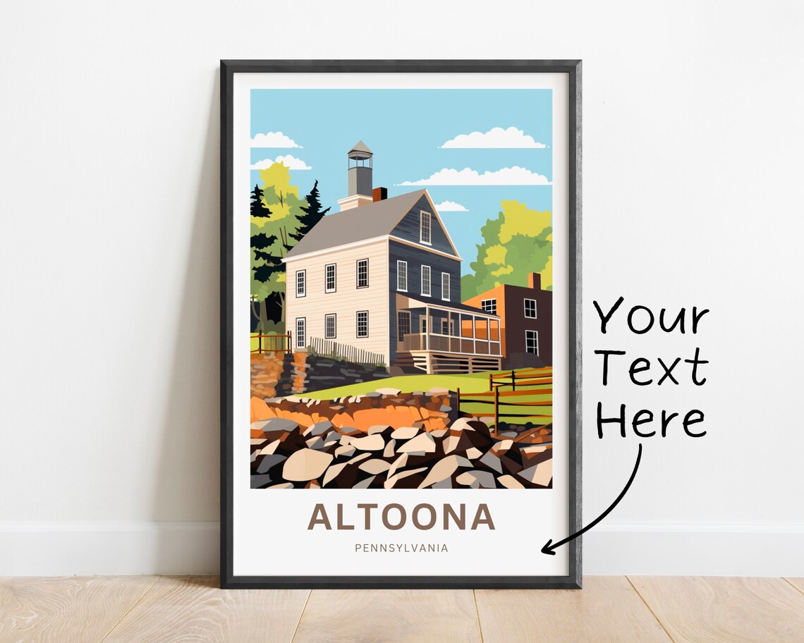 Altoona Pennsylvania Historic Homestead Personalized Travel Poster