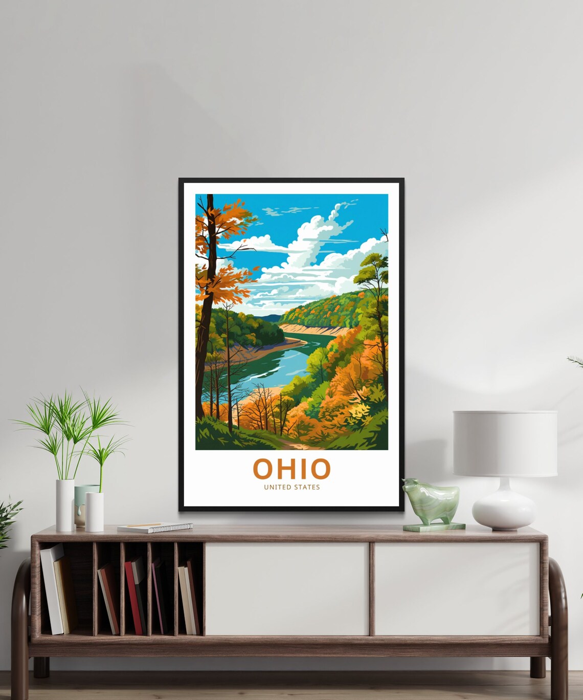 Ohio United States Autumn River Valley Foliage Travel Poster - Image 2