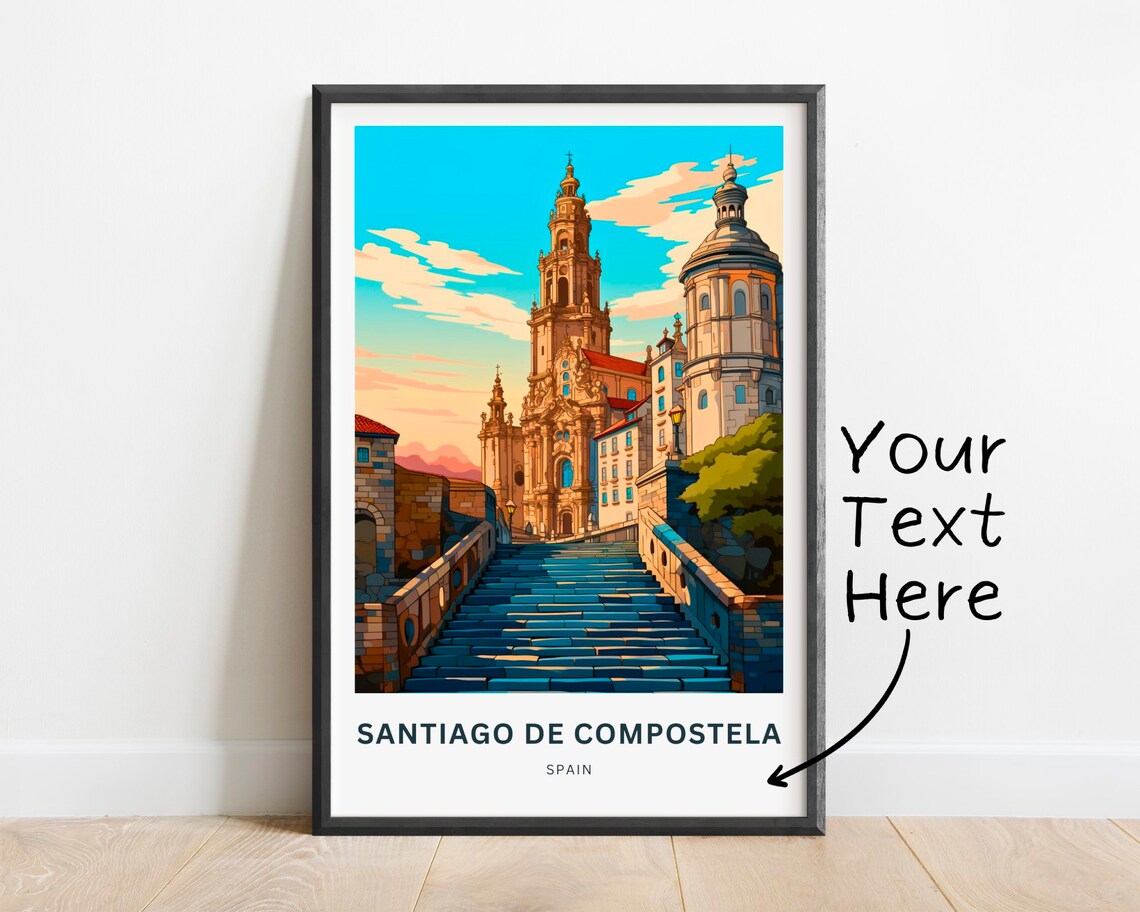 Personalized Santiago De Compostela Travel Poster - Image 3