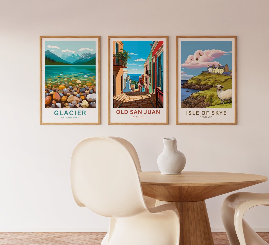 Old San Juan Puerto Rico Colorful Colonial Street Ocean Poster - Image 2