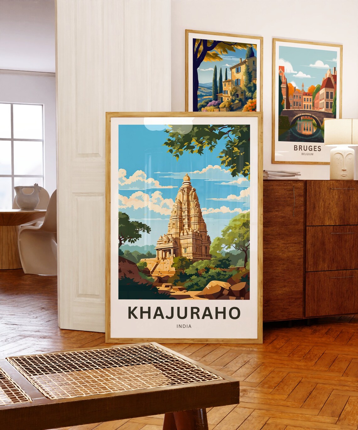 Khajuraho Temple India Sandstone Carved Tower Art Travel Poster - Image 5