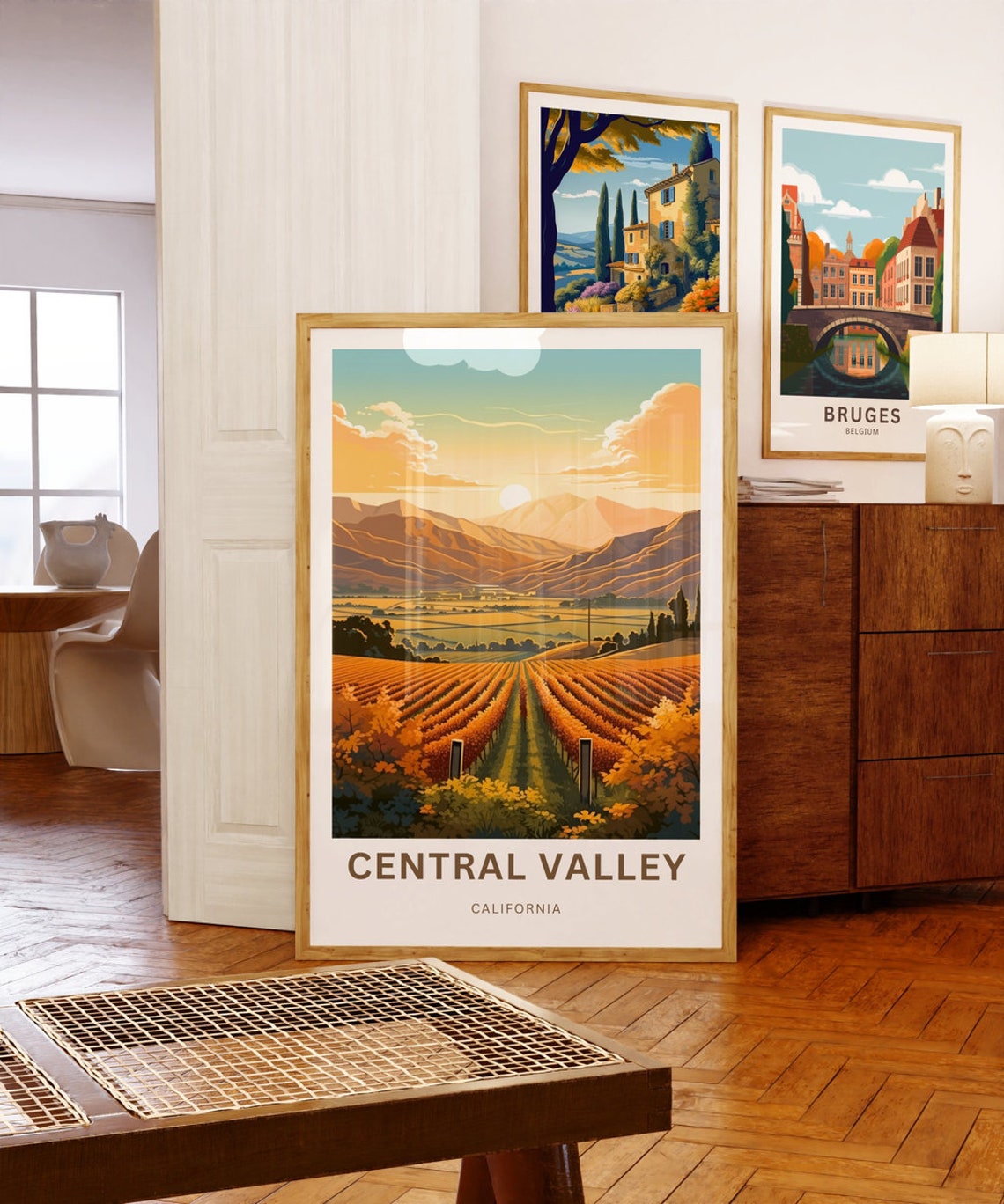 Central Valley California Vineyard Sunset Custom Text Travel Poster - Image 5