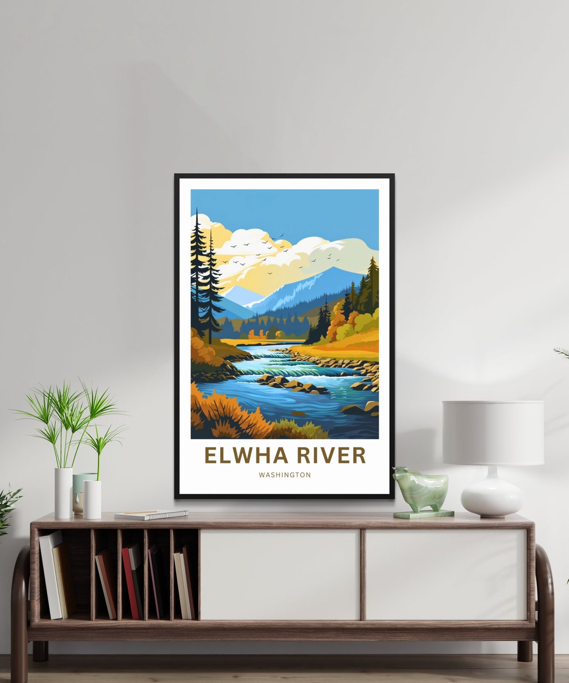 Elwha River Washington Fall Foliage Rapids Mountain Travel Poster - Image 2