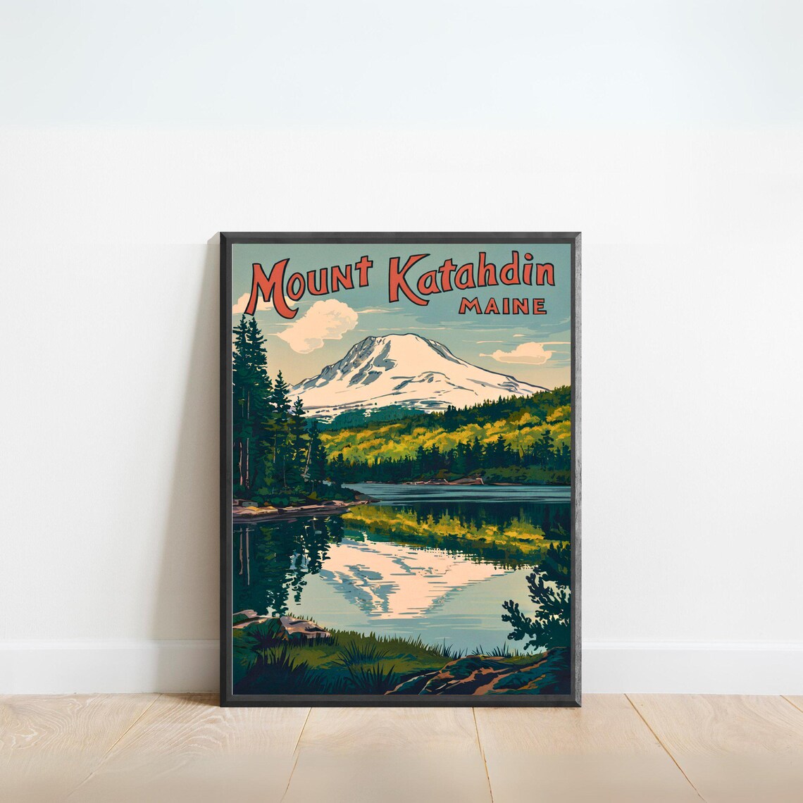 Mount Katahdin Vintage Travel Poster, Maine Travel Poster