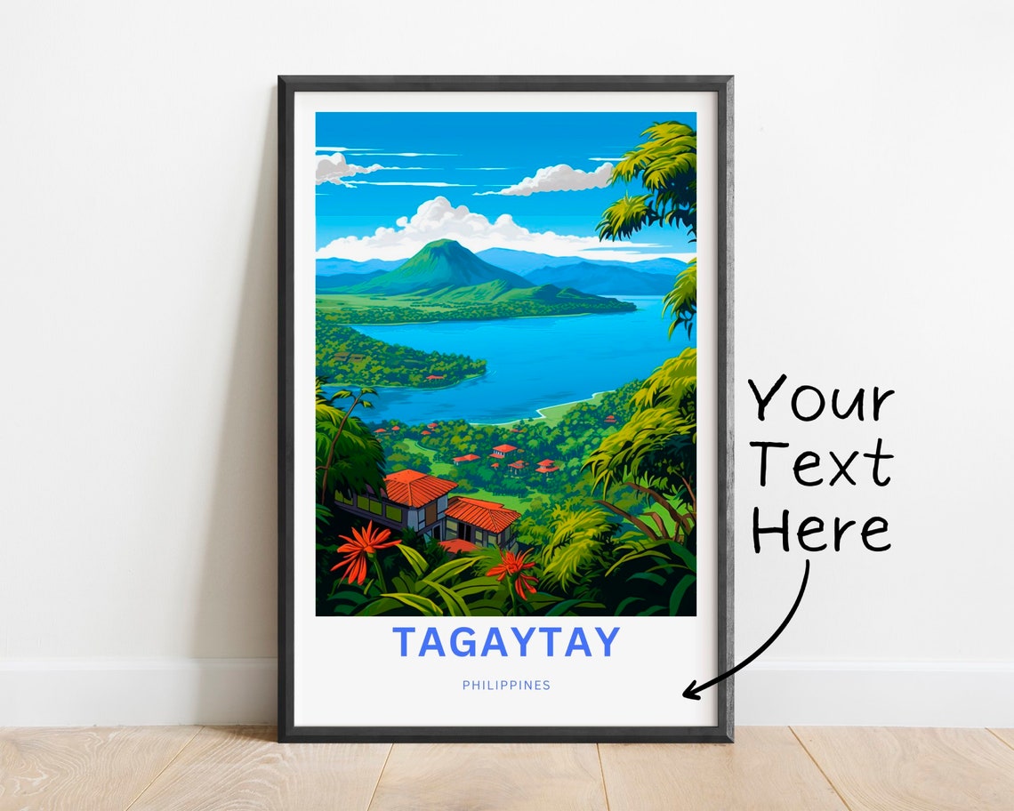 Tagaytay Philippines Lakeside Village Personalized Travel Poster