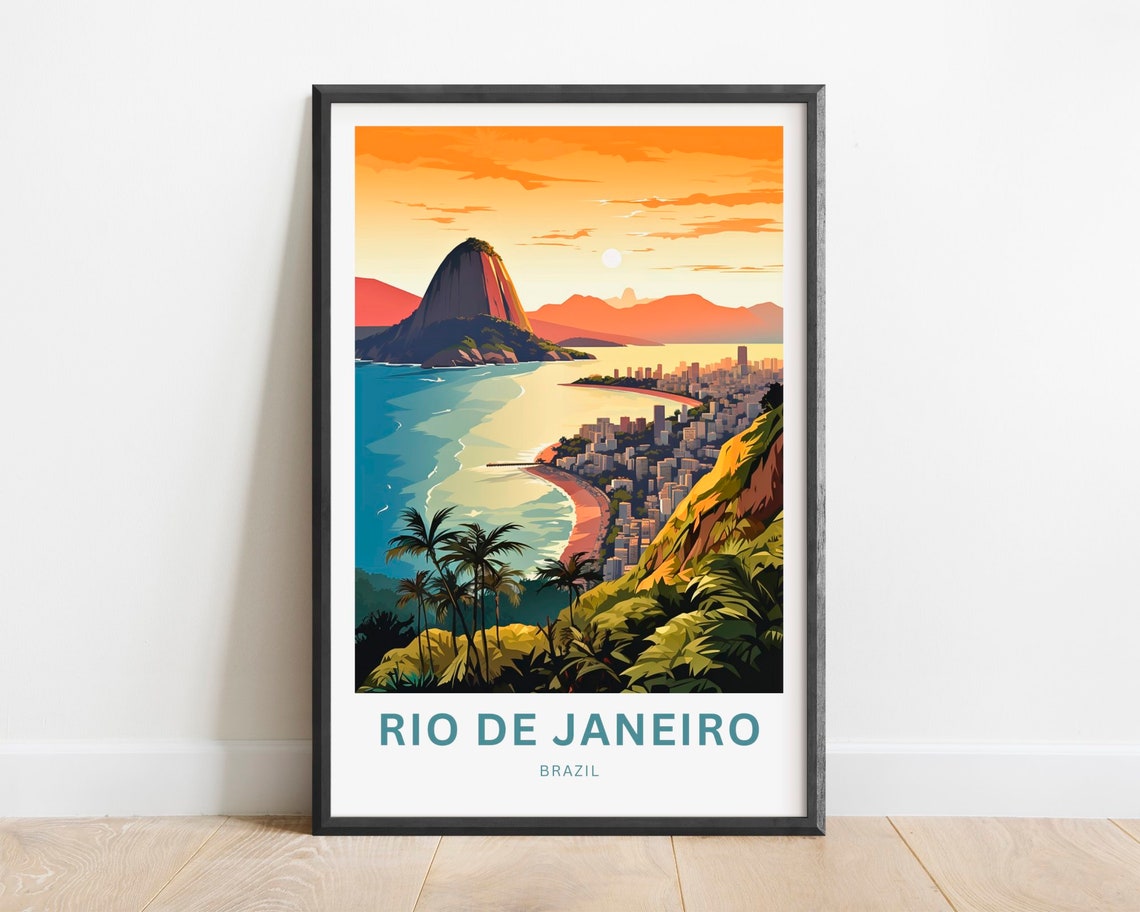 Rio De Janiero Travel Print Rio De Janiero Poster Brazil Wall Art Framed Present Gift Brazil Present