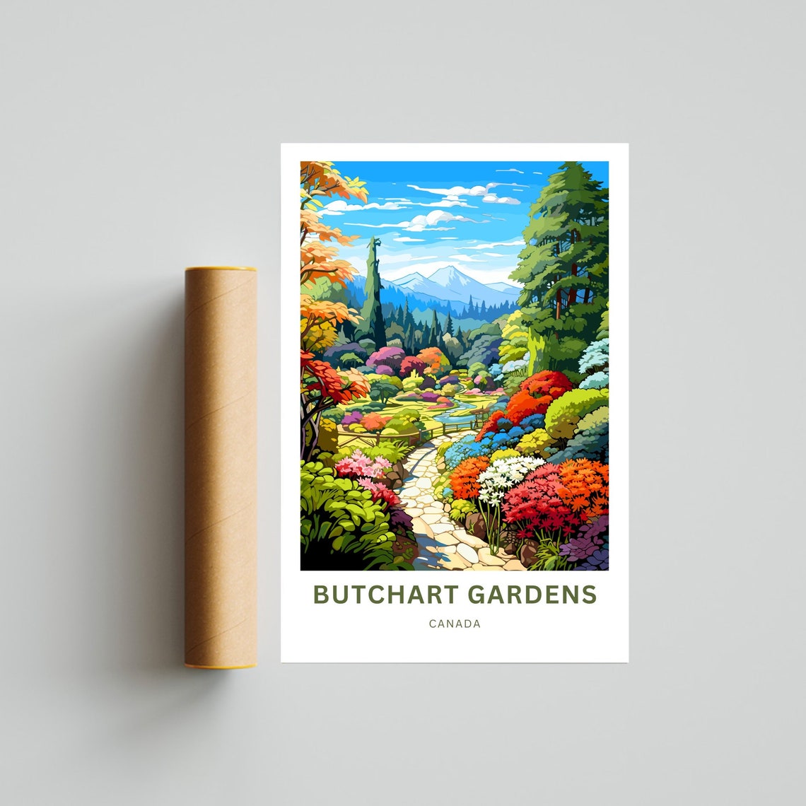 Butchart Gardens Canada Vibrant Floral Garden Walkway Poster - Image 4