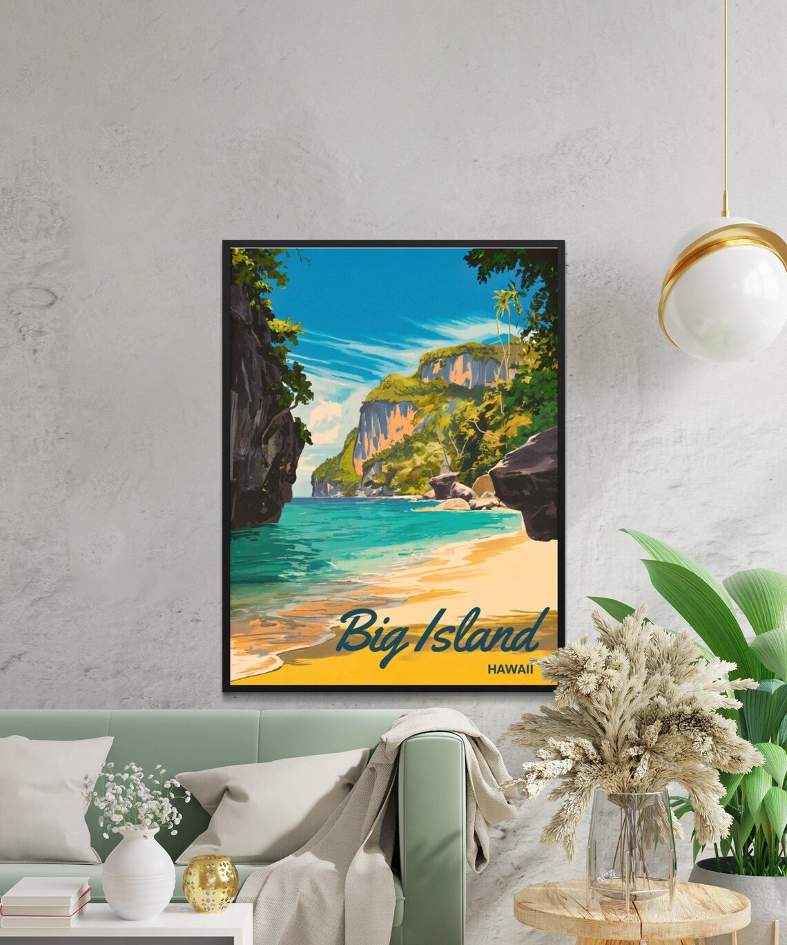 Big Island Hawaii Turquoise Cove Beach Vintage Travel Poster - Image 2