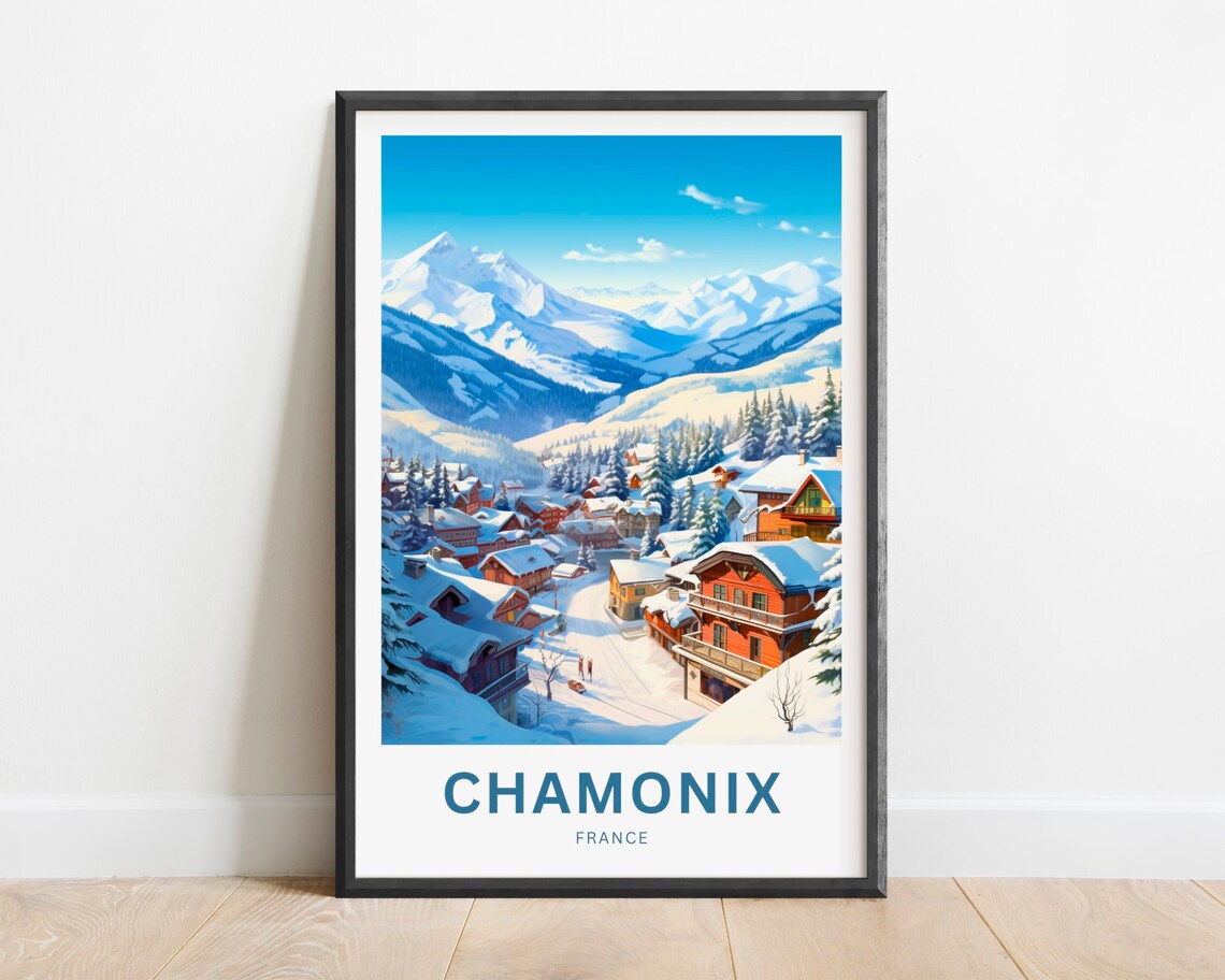 Chamonix France Minimalist Alps Travel Poster