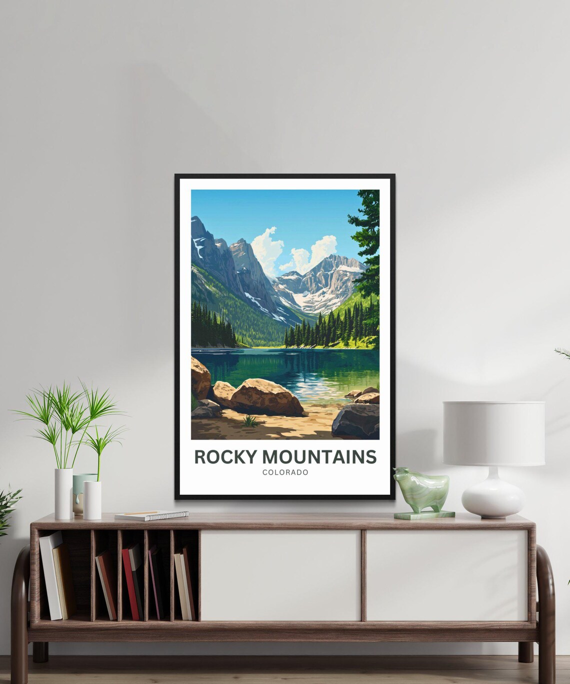 Rocky Mountains Colorado Rocky Shore Alpine View Travel Poster - Image 3