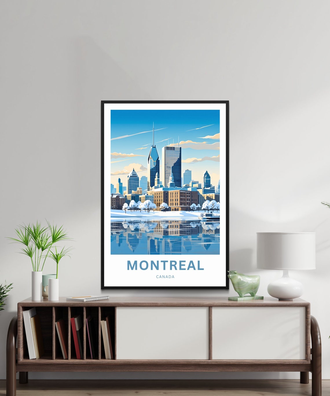Personalized Montreal Canada Winter Skyline River Reflection Poster - Image 2