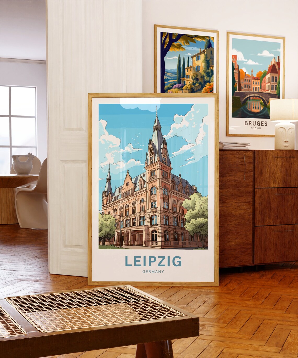Leipzig Germany Historic Brick Building City Skyline Travel Poster - Image 5