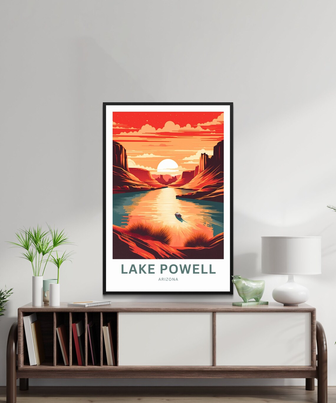 Lake Powell Arizona Canyon Sunset Boat Scenic View Travel Poster - Image 2