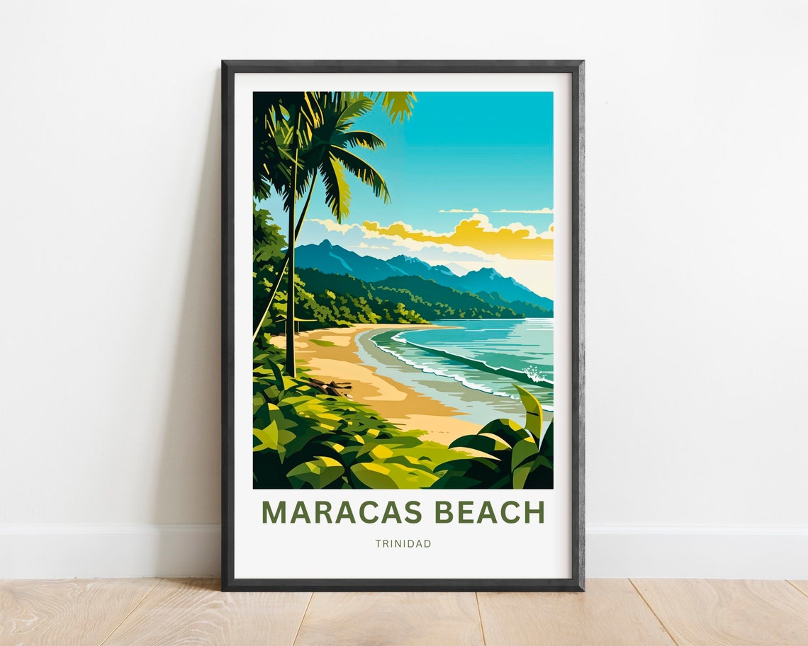 Maracas Beach Trinidad Tropical Palm Beach Bay Travel Poster