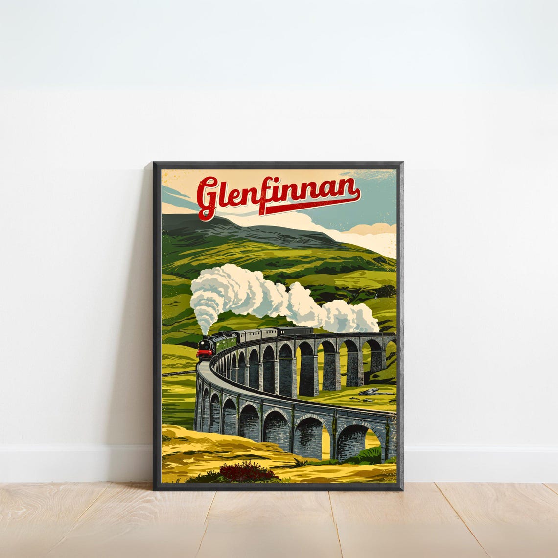 Glenfinnan Steam Train Viaduct Scottish Highlands Travel Poster
