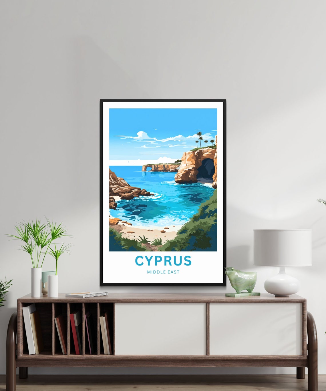 Cyprus Mediterranean Sea Arch Cliffs Coast Vintage Travel Poster - Image 3
