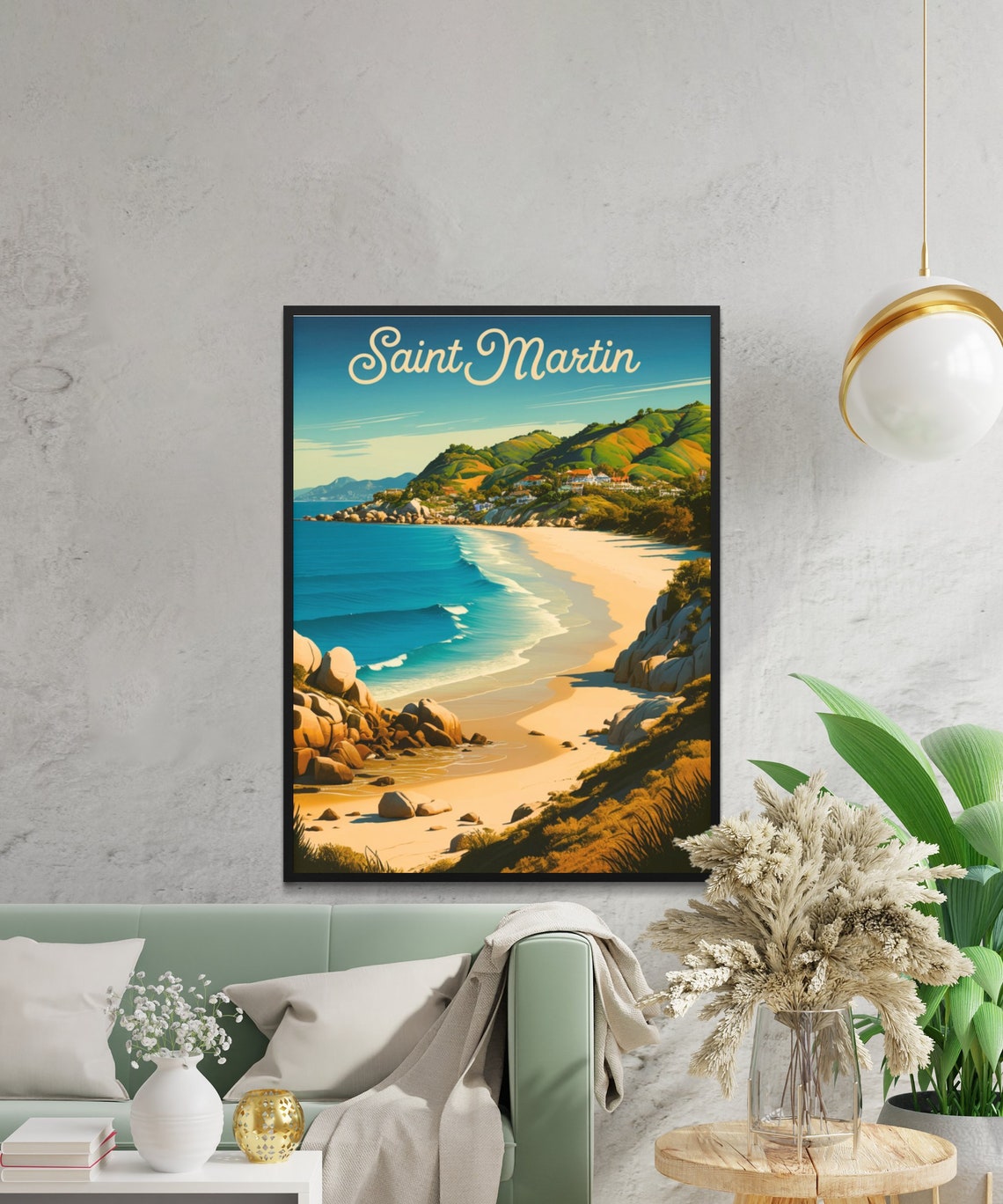 Saint Martin Vintage Travel Poster Saint Martin Print Caribbean Wall Art Framed Gift Caribbean Present - Image 2
