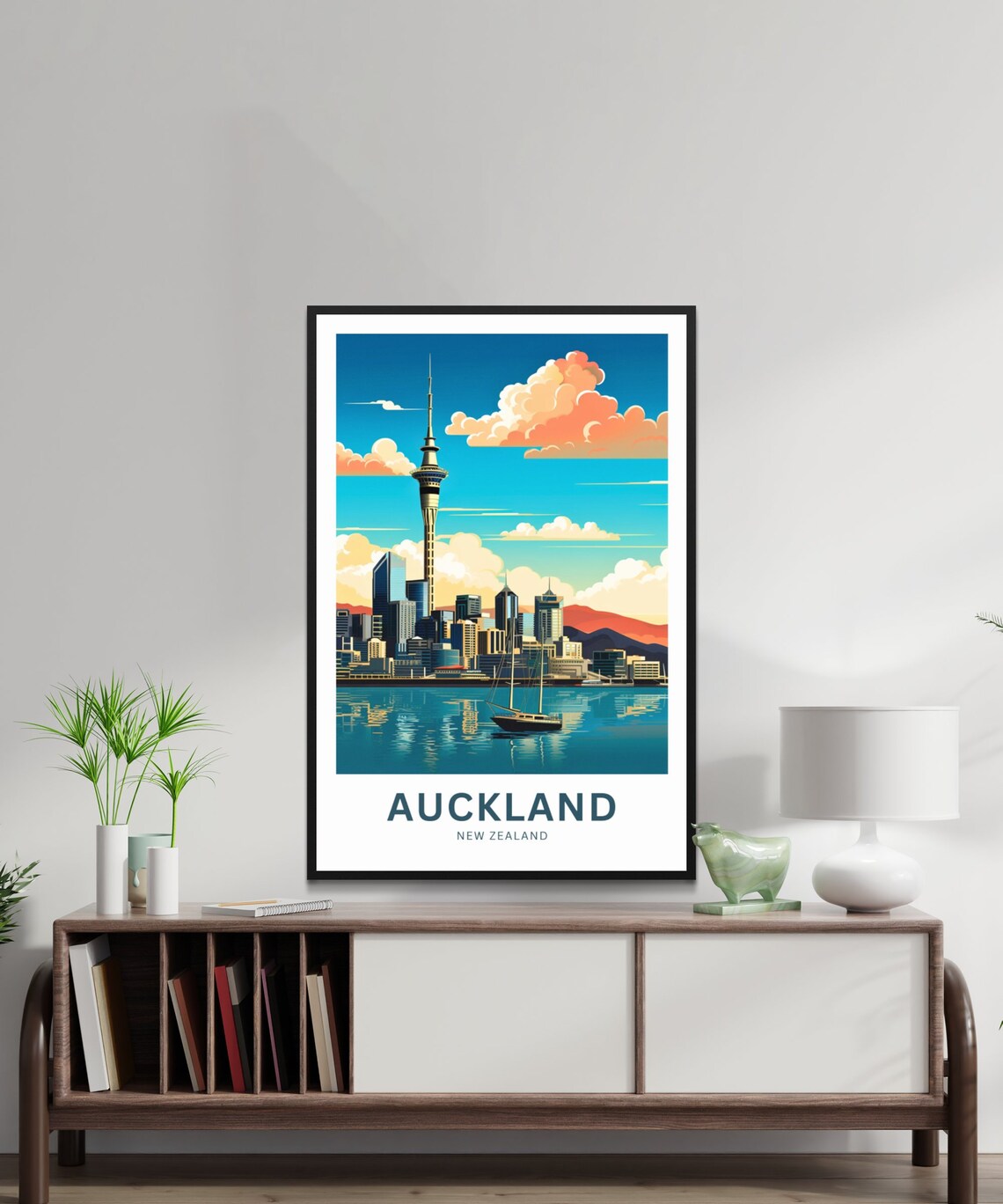 Auckland New Zealand Sky Tower Island Mountain Harbor Travel Poster - Image 2