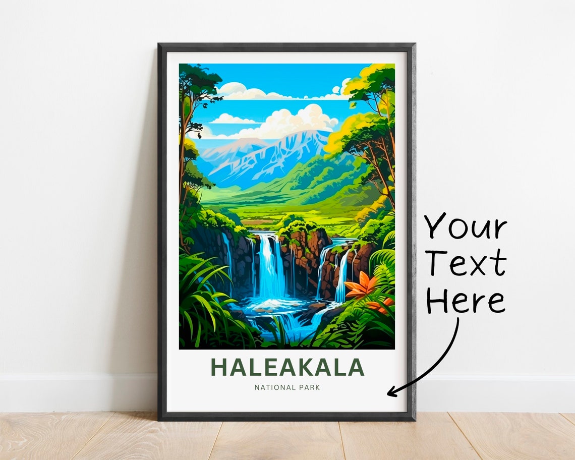 Personalized Haleakala National Park Waterfall Travel Poster