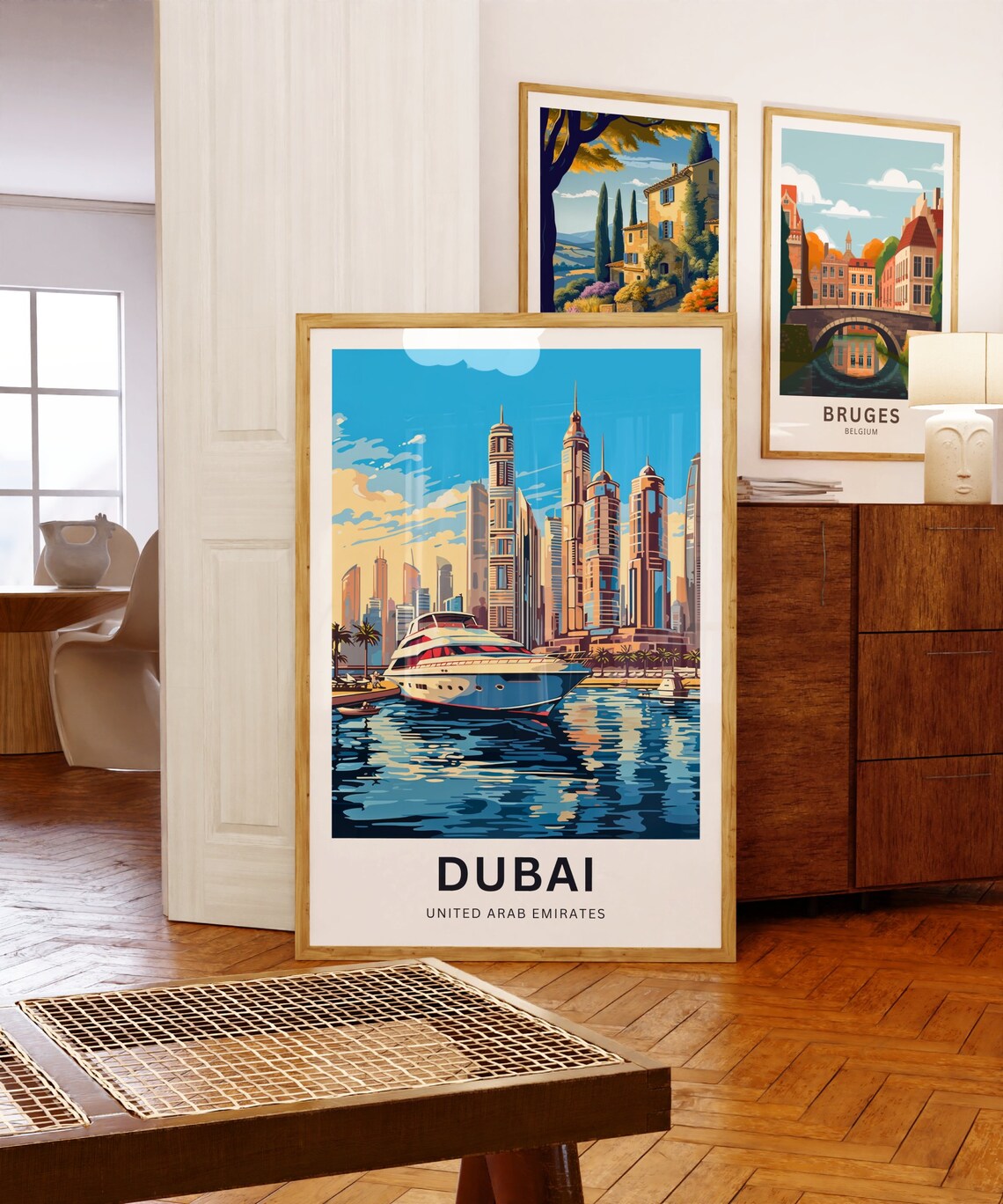 Dubai Marina Yacht Skyscrapers Personalized Travel Poster UAE City Art - Image 5