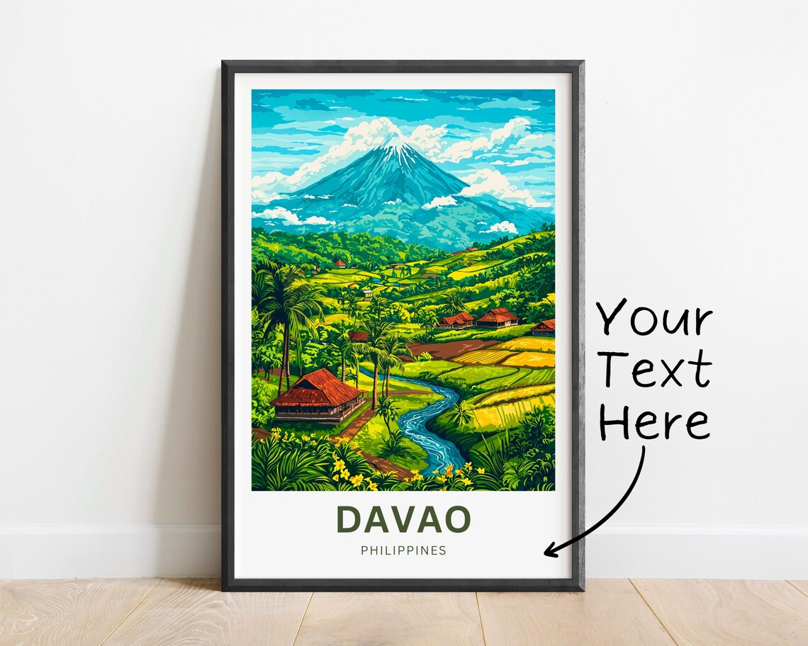 Davao Philippines Mount Apo River Valley Nipa Hut Travel Poster - Image 4