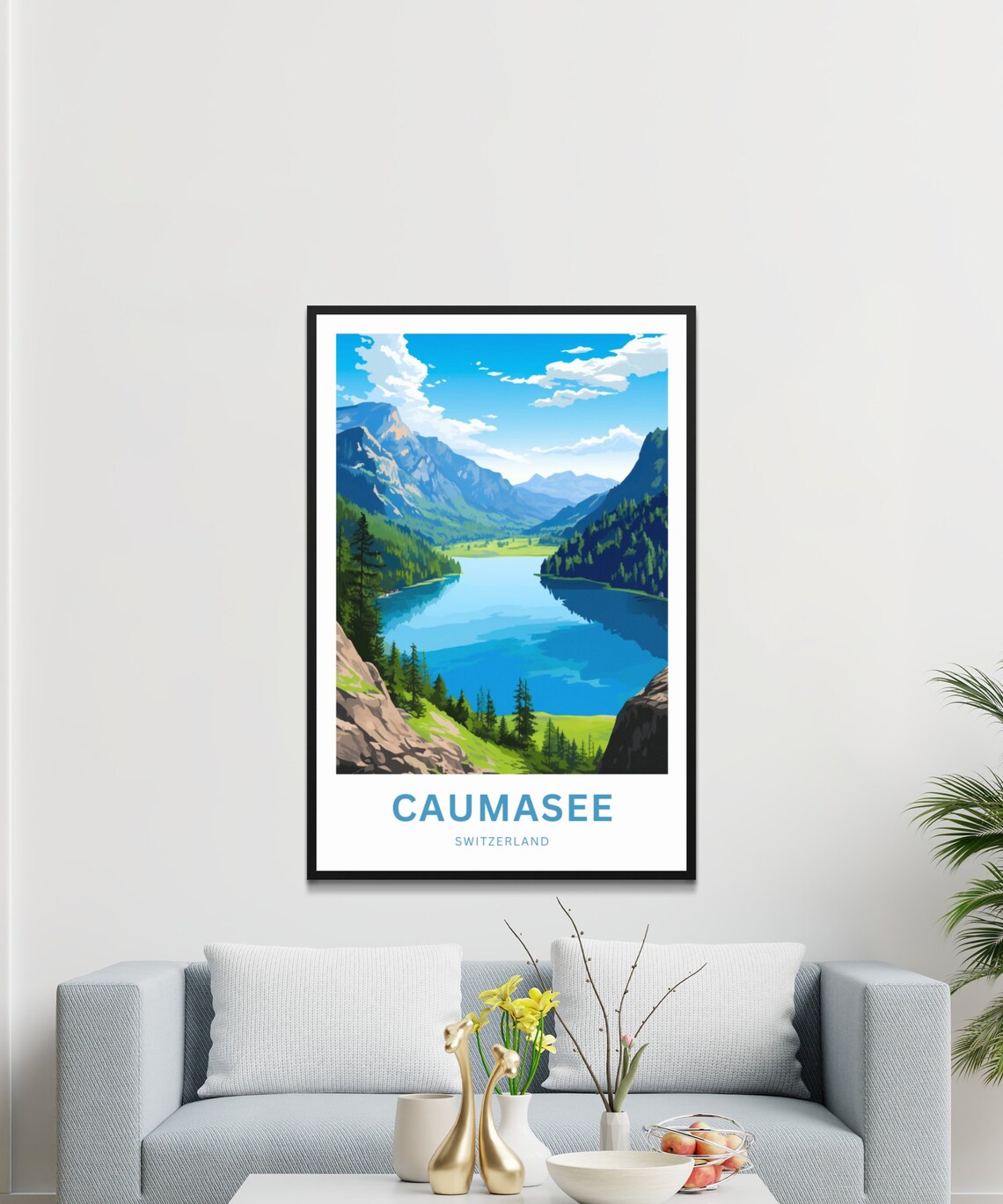 Caumasee Switzerland Alpine Lake Forest Mountains Travel Poster - Image 3