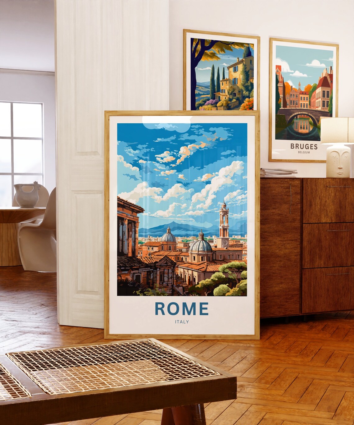 Rome Italy Domes Bell Tower Rooftops Blue Sky Vintage Travel Poster - Image 5
