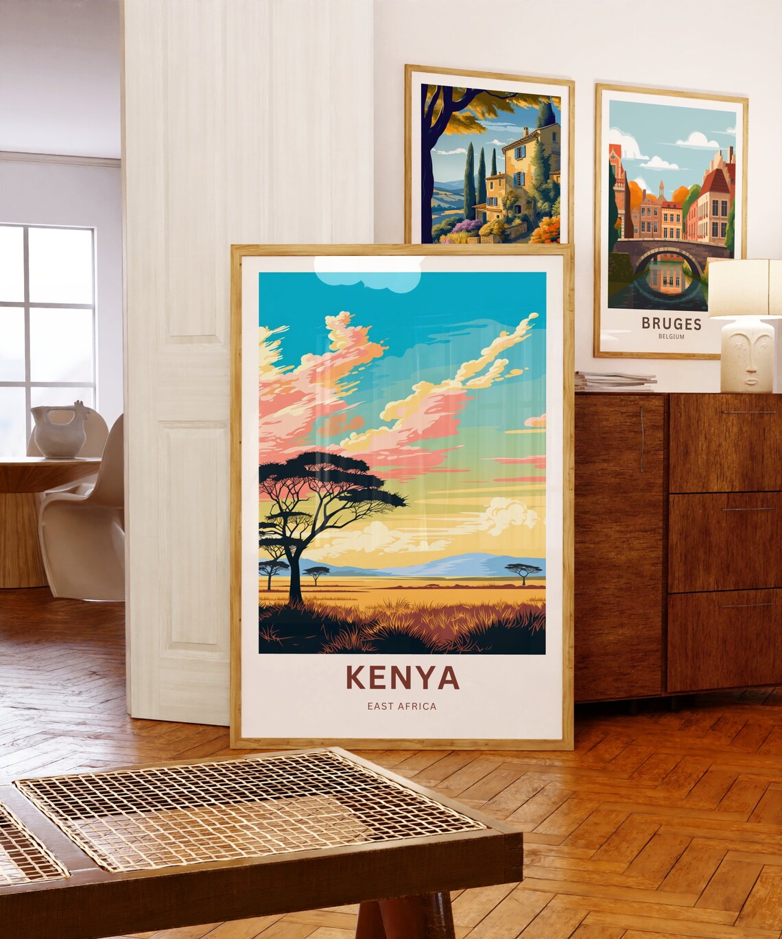 Kenya East Africa Acacia Silhouette Sunset Custom Text Poster - Image 5