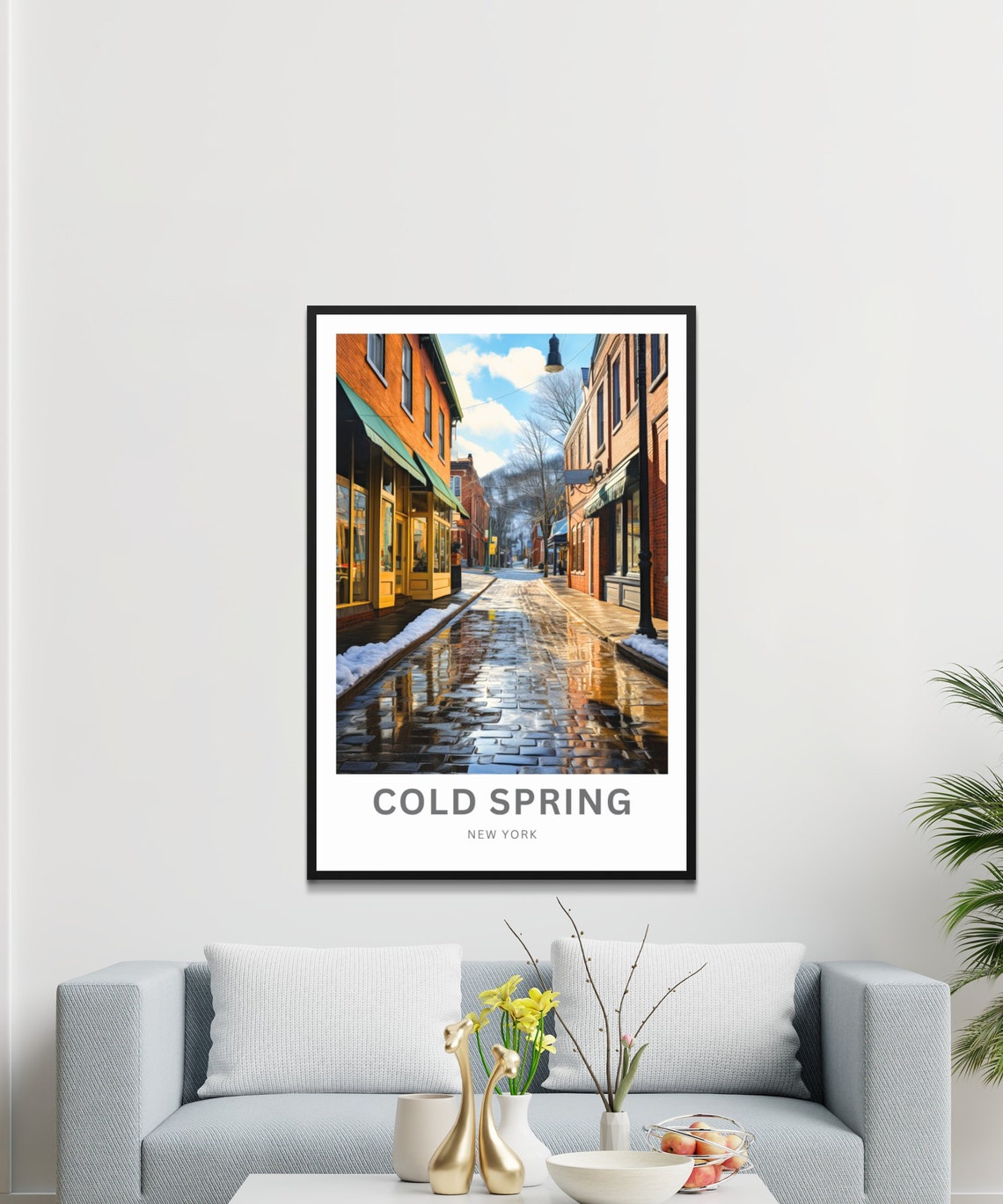 Cold Spring New York Snowy Historic Brick Street Winter Travel Poster - Image 3