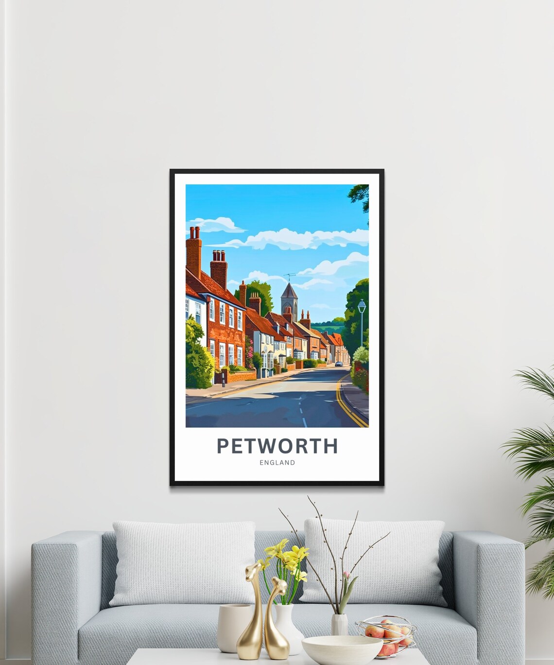 Petworth England Brick Row Houses Church Spire Classic Village Poster - Image 3