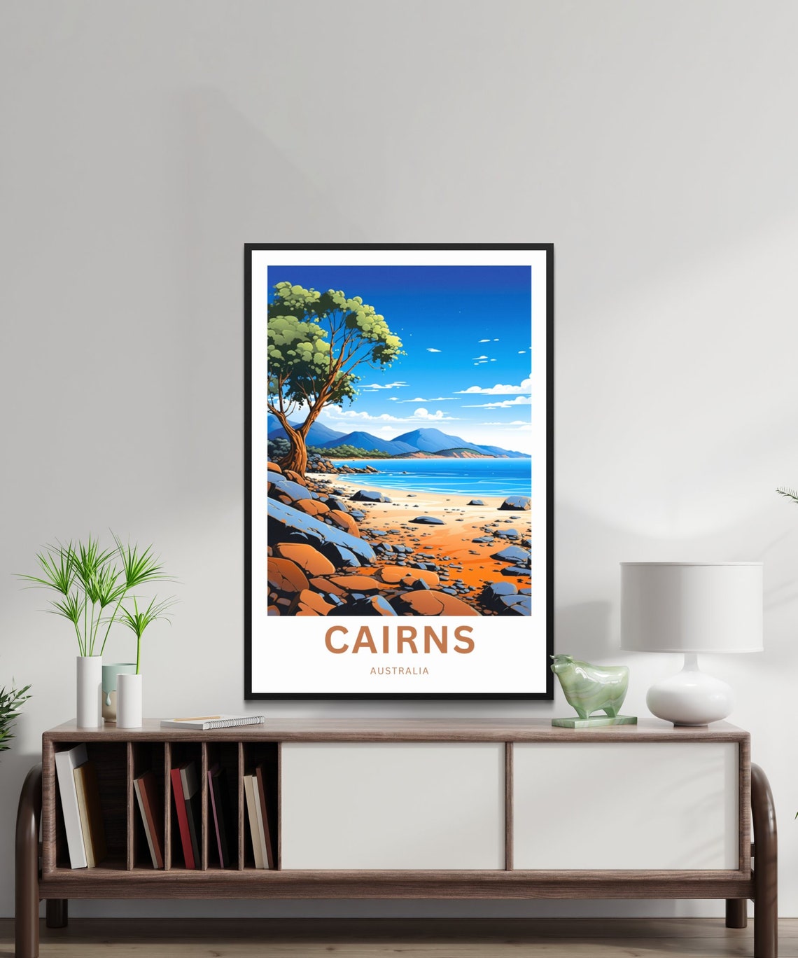 Personalized Cairns Australia Rocky Beach Gum Tree Travel Poster - Image 2