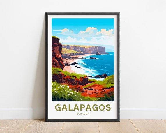 Galapagos Island Travel Print Galapagos Island Poster Ecuador Wall Art Framed Present Gift Ecuador Present