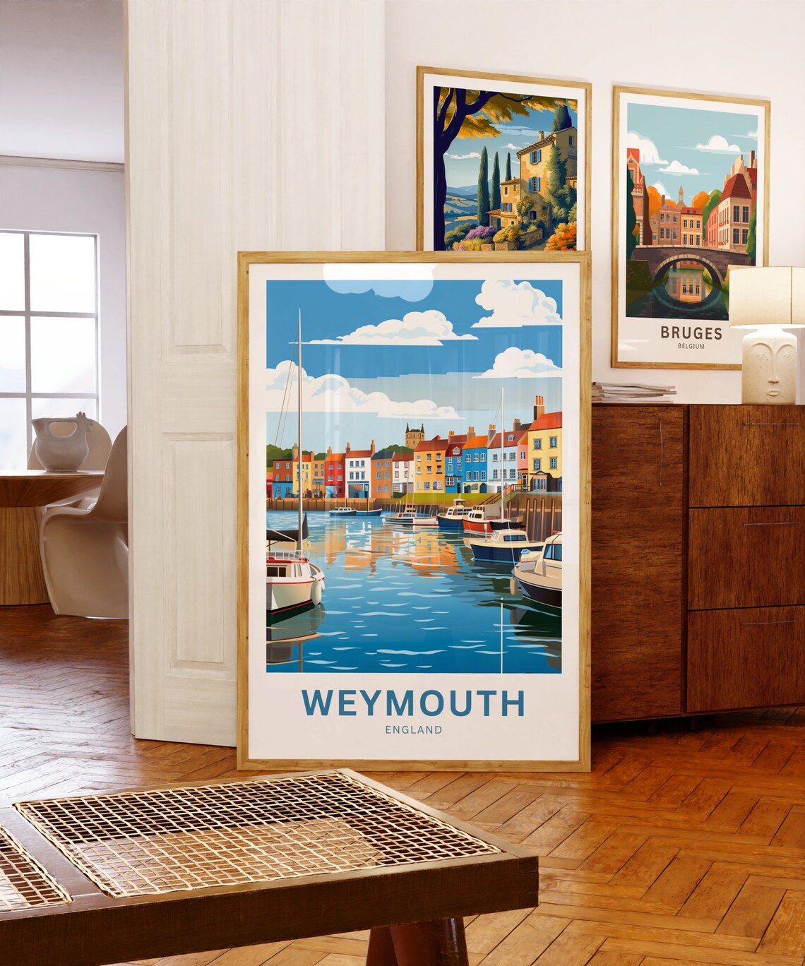 Weymouth England Harbor Boats Colorful Waterfront Travel Poster - Image 5