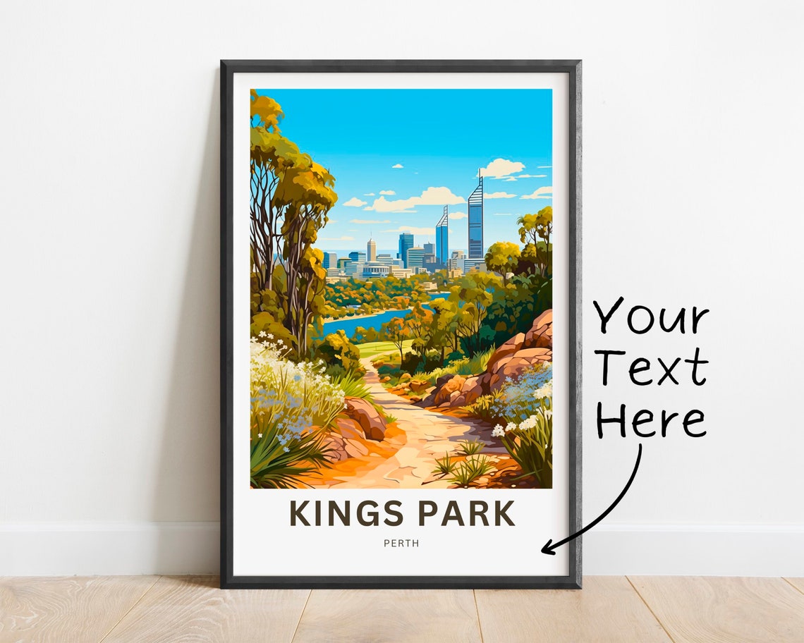 Personalized Kings Park Perth Wildflower Skyline Travel Poster