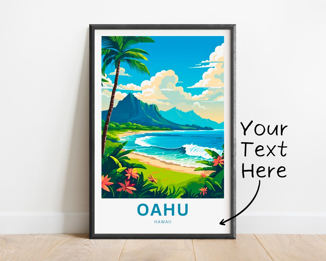 Personalized Oahu Hawaii Surf Waves Tropical Beach View Poster